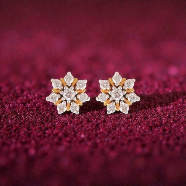 Stunning 0.68 Cts Round Brilliant F/VS1 Diamonds Stud Earrings Fine 14K Gold
