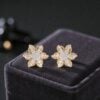 E-159 (6) Pave 0.60 Cts Round Brilliant F/VS1 Diamonds Starblossom Stud Earrings 14K Gold
