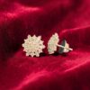 Pave 1.50 Cts Round Baguette Cut F/VS1 Diamonds Snowflake Stud Earrings 14K Gold