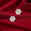 Pave 1.50 Cts Round Baguette Cut F/VS1 Diamonds Snowflake Stud Earrings 14K Gold