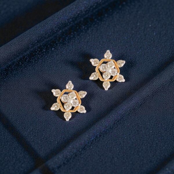 E-162 (7) Classy 1.43 Cts Round Brilliant Cut F/VS1 Diamonds Stud Earrings 14K Yellow Gold
