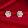Pavé 1.22 Ct Round Brilliant F/VS1 Diamonds Floral Stud Earrings 14K Yellow Gold