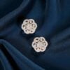 Pavé 1.22 Ct Round Brilliant F/VS1 Diamonds Floral Stud Earrings 14K Yellow Gold
