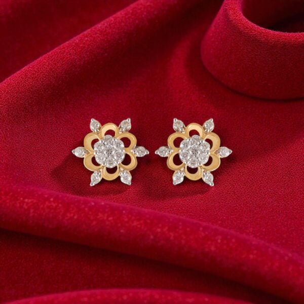 Exquisite 0.68 Cts Round Brilliant F/VS1 Diamonds Stud Earrings 14K Yellow Gold