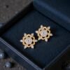 Exquisite 0.68 Cts Round Brilliant F/VS1 Diamonds Stud Earrings 14K Yellow Gold