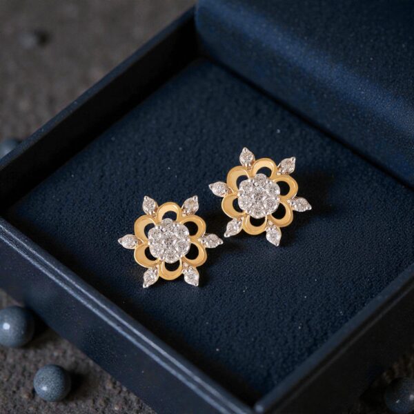 Exquisite 0.68 Cts Round Brilliant F/VS1 Diamonds Stud Earrings 14K Yellow Gold