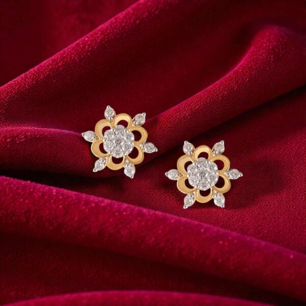 Exquisite 0.68 Cts Round Brilliant F/VS1 Diamonds Stud Earrings 14K Yellow Gold
