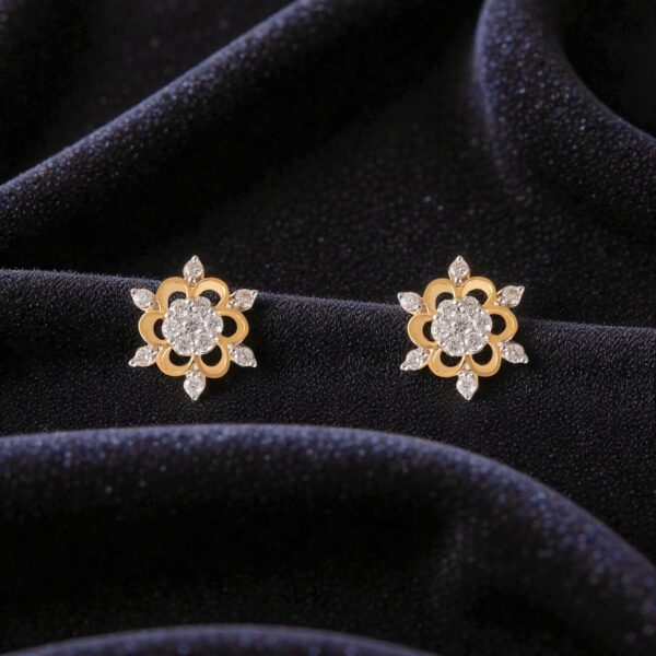 Exquisite 0.68 Cts Round Brilliant F/VS1 Diamonds Stud Earrings 14K Yellow Gold