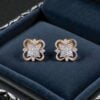 0.36 Cts Round Brilliant F/VS1 Diamonds Bloom Floral Stud Earrings Fine 14K Gold