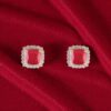 Stunning 7.10 Cts Round Brilliant F/VS1 Diamonds Ruby Stud Earrings In 14K Gold