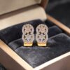 E-175 (10) Pave 1.40 Ct Round Brilliant F/VS1 Diamonds Floral Stud Earrings 14K Yellow Gold