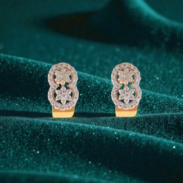 E-175 (8) Pave 1.40 Ct Round Brilliant F/VS1 Diamonds Floral Stud Earrings 14K Yellow Gold