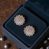 E-178 (8) Pave 0.98 Cts Round Brilliant F/VS1 Diamonds Snowflake Stud Earrings In 14K Gold