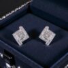 E-179 (5) Pave 1.72 Cts Round Baguette Shape F/VS1 Natural Diamonds Stud Earrings 14K Gold