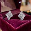 E-179 (9) Pave 1.72 Cts Round Baguette Shape F/VS1 Natural Diamonds Stud Earrings 14K Gold