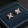 0.80 Cts Round Brilliant F/VS1 Natural Diamonds Floral Stud Earrings In 14K Gold