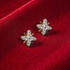 0.80 Cts Round Brilliant F/VS1 Natural Diamonds Floral Stud Earrings In 14K Gold