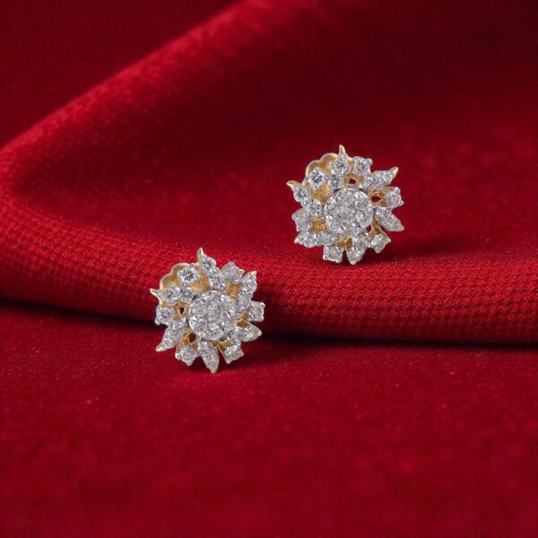 Exquisite 1.51 Cts Round Brilliant F/VS1 Diamonds Sun Ray Stud Earrings 14K Gold
