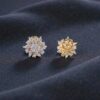 Exquisite 1.51 Cts Round Brilliant F/VS1 Diamonds Sun Ray Stud Earrings 14K Gold