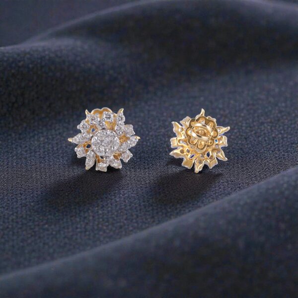 Exquisite 1.51 Cts Round Brilliant F/VS1 Diamonds Sun Ray Stud Earrings 14K Gold