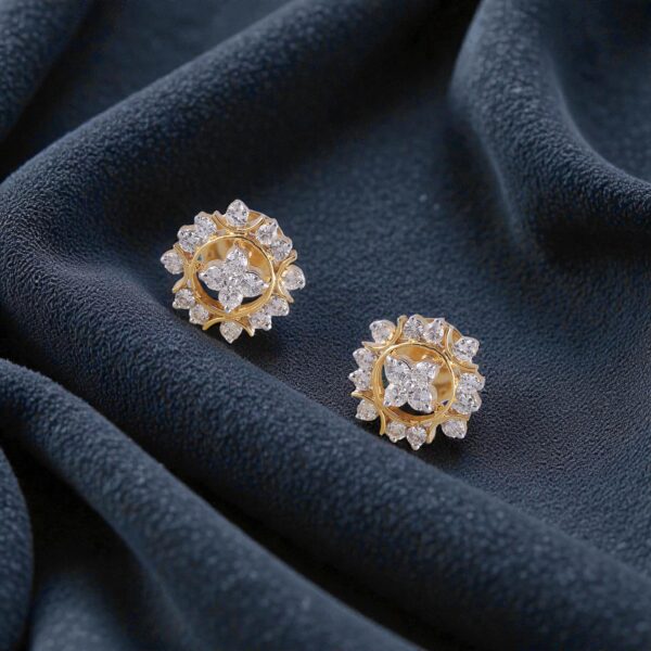 Stunning 1.25 Cts Round Brilliant F/VS1 Natural Diamonds Stud Earrings 14K Gold