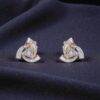 Pave 1.62 Cts Round Baguette F/VS1 Diamonds Swirl Stud Earrings 14K Yellow Gold