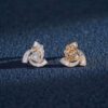 Pave 1.62 Cts Round Baguette F/VS1 Diamonds Swirl Stud Earrings 14K Yellow Gold