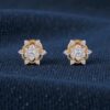 E-185 (5) Pave 1.01 Cts Round Brilliant F/VS1 Natural Diamonds Stud Earrings Fine 14K Gold