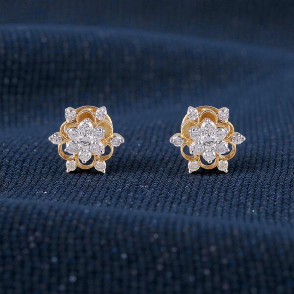 E-185 (5) Pave 1.01 Cts Round Brilliant F/VS1 Natural Diamonds Stud Earrings Fine 14K Gold