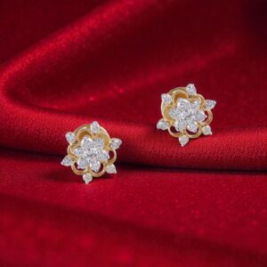 Pave 1.01 Cts Round Brilliant F/VS1 Natural Diamonds Stud Earrings Fine 14K Gold