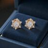 E-185 (7) Pave 1.01 Cts Round Brilliant F/VS1 Natural Diamonds Stud Earrings Fine 14K Gold