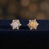 E-185 (8) Pave 1.01 Cts Round Brilliant F/VS1 Natural Diamonds Stud Earrings Fine 14K Gold