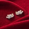 1.77 Cts F/VS1 Round Baguette Cut Natural Diamonds Stud Earrings 14K Yellow Gold