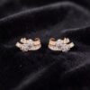 1.77 Cts F/VS1 Round Baguette Cut Natural Diamonds Stud Earrings 14K Yellow Gold