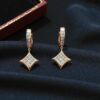 E-192 (12) Pave 2.18 Cts Princess Cut F/VS1 Diamonds Invisible-Set Dangle Earrings 14K Gold