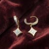 E-192 (19) Pave 2.18 Cts Princess Cut F/VS1 Diamonds Invisible-Set Dangle Earrings 14K Gold