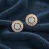 1.33 Cts Round Brilliant F/VS1 Diamonds Double Halo Stud Earrings 14K Rose Gold