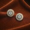 1.33 Cts Round Brilliant F/VS1 Diamonds Double Halo Stud Earrings 14K Rose Gold