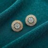 1.33 Cts Round Brilliant F/VS1 Diamonds Double Halo Stud Earrings 14K Rose Gold