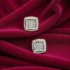 Pave 1.55 Cts Princess Round Shape F/VS1 Diamonds Stud Earrings In 14K Rose Gold