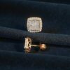 Pave 1.55 Cts Princess Round Shape F/VS1 Diamonds Stud Earrings In 14K Rose Gold