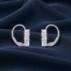 E-195 (6) 0.42 Carats Round Brilliant F/VS1 Diamonds Three-Stone Huggie Earrings 14K Gold