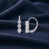 E-195 (7) 0.42 Carats Round Brilliant F/VS1 Diamonds Three-Stone Huggie Earrings 14K Gold