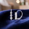 E-195 (8) 0.42 Carats Round Brilliant F/VS1 Diamonds Three-Stone Huggie Earrings 14K Gold