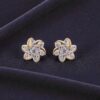 E-196 (5) Pave 0.96 Carats Round Brilliant F/VS1 Diamonds Stud Earrings In 14K Yellow Gold