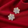 E-196 (6) Pave 0.96 Carats Round Brilliant F/VS1 Diamonds Stud Earrings In 14K Yellow Gold