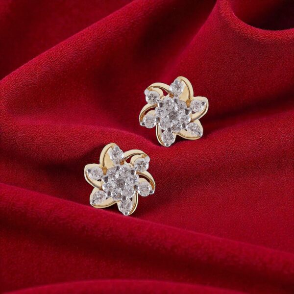E-196 (6) Pave 0.96 Carats Round Brilliant F/VS1 Diamonds Stud Earrings In 14K Yellow Gold