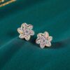 E-196 (7) Pave 0.96 Carats Round Brilliant F/VS1 Diamonds Stud Earrings In 14K Yellow Gold