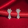 Pave 0.95 Cts Round Brilliant F/VS1 Natural Diamonds Huggie Earrings In 14K Gold