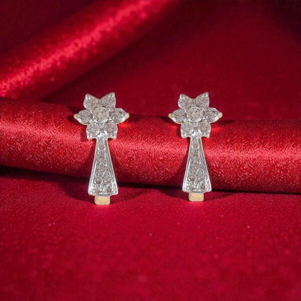 Pave 0.95 Cts Round Brilliant F/VS1 Natural Diamonds Huggie Earrings In 14K Gold